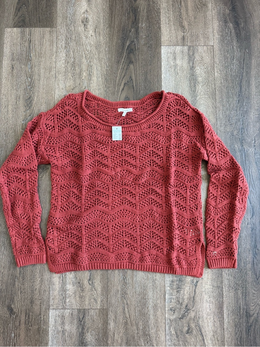 Maurices Open-Knit Scoopneck Sweater - Coral Rust Women’s Size Small New